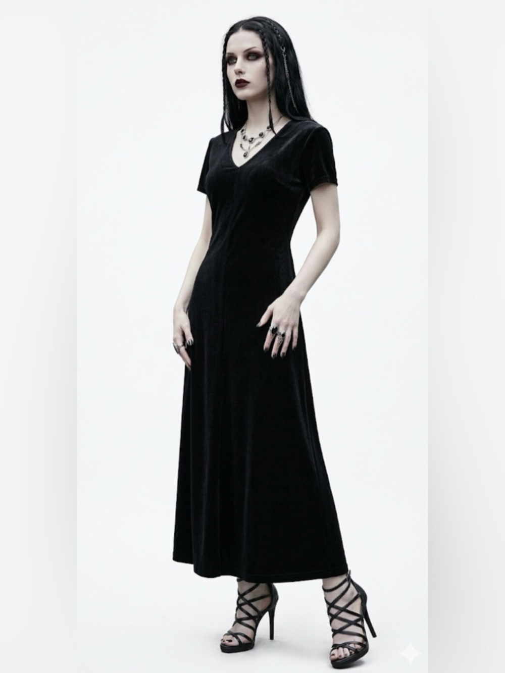 Vinatge CDC black velvet maxi dress size 8